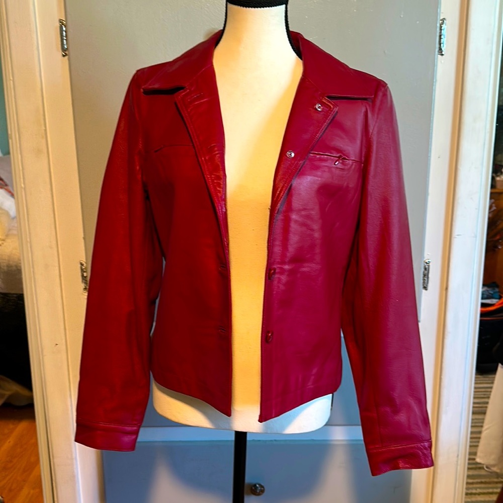 Red leather jacket